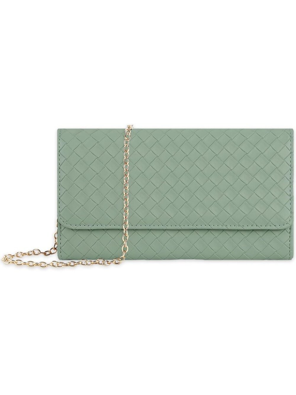 Women's Light Green Clutch Purse Removable Gold Chain Evening Crossbody Bags